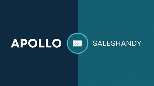 Apollo vs Saleshandy comparison — split-screen graphic with Apollo and Saleshandy names