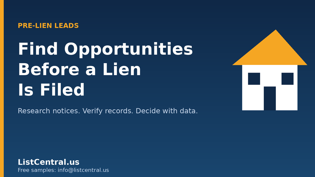 Pre-Lien Leads: find real estate opportunities before a lien is filed - ListCentral.us